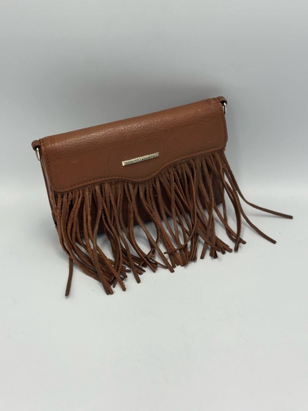 Rebecca Minkoff Mini Brown Fringe Vegan Leather Wallet Missing Crossbody Strap - Picture 10 of 15